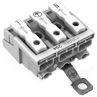 Wago 294 Series Power Supply Connector, 3-Pole, Female, 24A