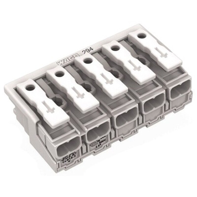 Wago 294 Series Power Supply Connector, 5-Pole, Female, 24A