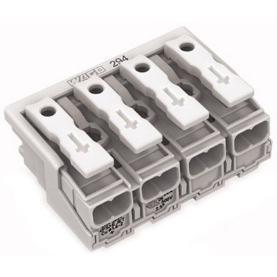 Wago 294 Series Power Supply Connector, 4-Pole, Female, 24A