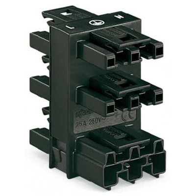 Wago 770 Series Lighting Connector, 3-Pole, Female, 5-Way, Flush Mount, 25A