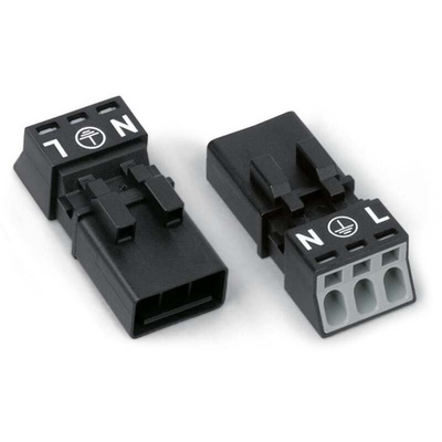 Wago 890 Series Lighting Connector, 3-Pole, Male, 3-Way, Flush Mount, 16A