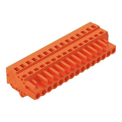 Wago 231 Series Pluggable Connector, 15-Pole, Female, 15-Way, Snap-In, 16A