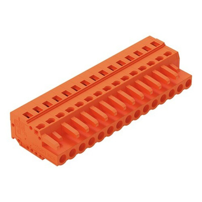 Wago 231 Series Pluggable Connector, 15-Pole, Female, 15-Way, Snap-In, 16A