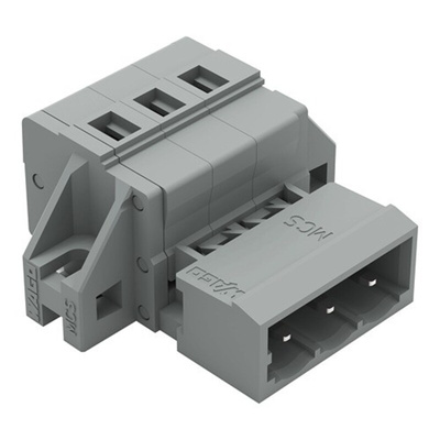 Wago 231 Series Pluggable Connector, 3-Pole, Male, 3-Way, Snap-In, 12A