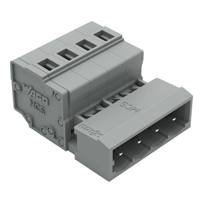 Wago 231 Series Connector, 4-Pole, Male, 4-Way, Snap-In, 12A