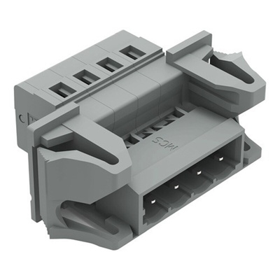Wago 231 Series Pluggable Connector, 4-Pole, Male, 4-Way, Snap-In, 12A