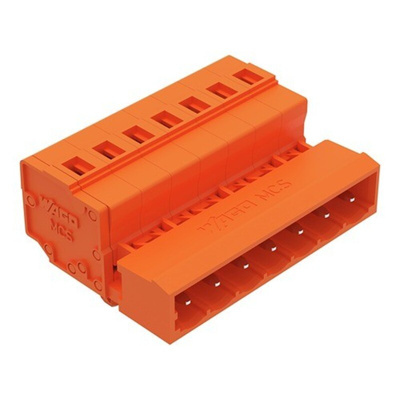 Wago 231 Series Pluggable Connector, 7-Pole, Male, 7-Way, Snap-In, 12A