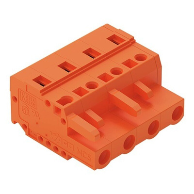 Wago 231 Series Pluggable Connector, 4-Pole, Female, 4-Way, Plug-In, 16A