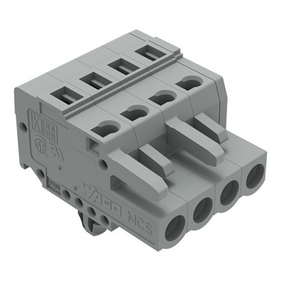 Wago 231 Series Pluggable Connector, 4-Pole, Female, 4-Way, Snap-In, 16A