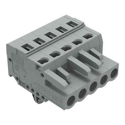 Wago 231 Series Connector, 5-Pole, Female, 5-Way, Snap-In, 16A