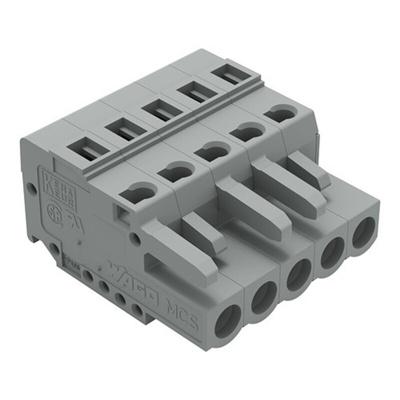 Wago 231 Series Pluggable Connector, 5-Pole, Female, 5-Way, Plug-In, 16A