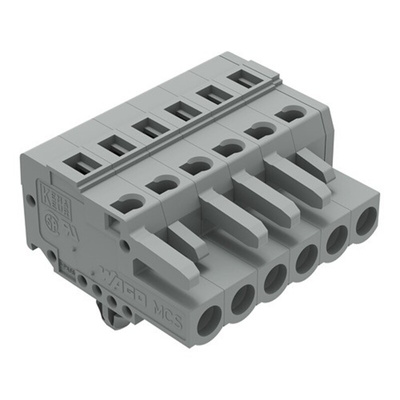 Wago 231 Series Connector, 6-Pole, Female, 6-Way, Snap-In, 16A