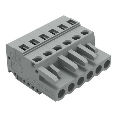 Wago 231 Series Connector, 6-Pole, Female, 6-Way, Snap-In, 16A