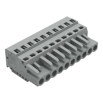 Wago 231 Series Pluggable Connector, 10-Pole, Female, 10-Way, Plug-In, 16A