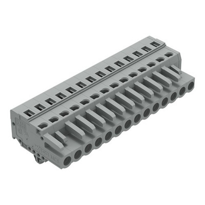 Wago 231 Series Pluggable Connector, 14-Pole, Female, 14-Way, Panel Mount, Snap In Mount, 16A