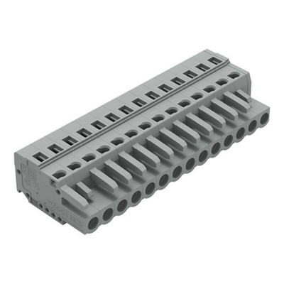 Wago 231 Series Pluggable Connector, 14-Pole, Female, 14-Way, Snap-In, 16A