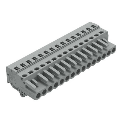 Wago 231 Series Connector, 15-Pole, Female, 15-Way, Snap-In, 16A