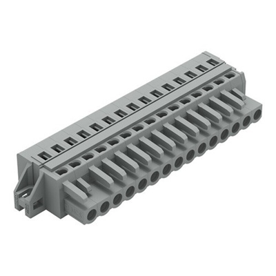 Wago 231 Series Connector, 15-Pole, Female, 15-Way, Feed Through, 16A