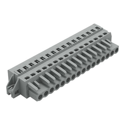 Wago 231 Series Pluggable Connector, 16-Pole, Female, 16-Way, Snap-In, 16A