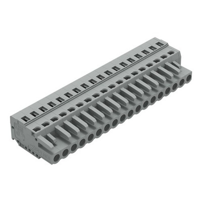 Wago 231 Series Pluggable Connector, 18-Pole, Female, 18-Way, Snap-In, 16A