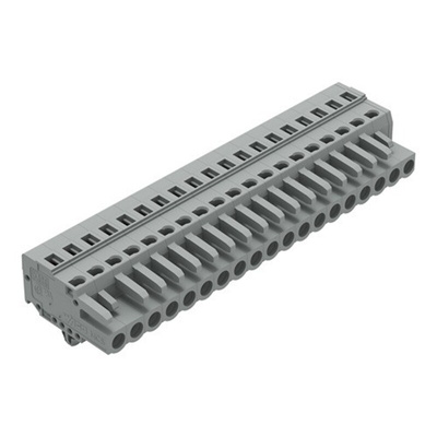 Wago 231 Series Pluggable Connector, 19-Pole, Female, 19-Way, Snap-In, 16A