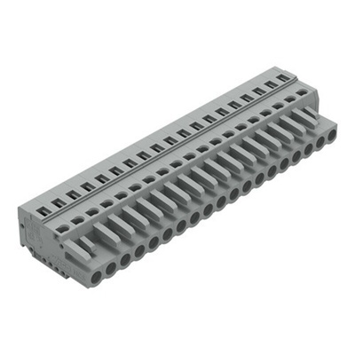 Wago 231 Series Pluggable Connector, 19-Pole, Female, 19-Way, Snap-In, 16A