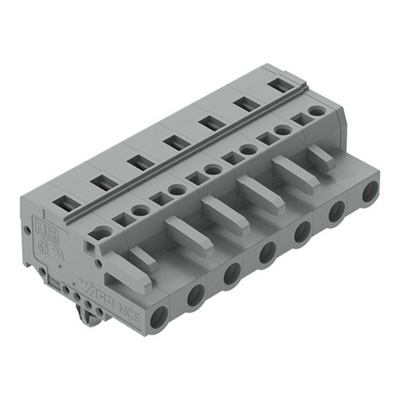 Wago 231 Series Pluggable Connector, 7-Pole, Female, 7-Way, Panel Mount, Snap In Mount, 16A