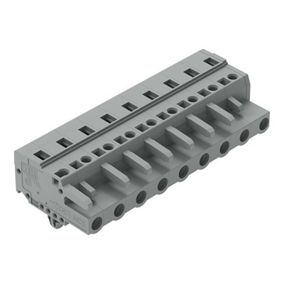 Wago 231 Series Pluggable Connector, 9-Pole, Female, 9-Way, Panel Mount, Snap In Mount, 16A