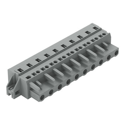 Wago 231 Series Pluggable Connector, 10-Pole, Female, 10-Way, Snap-In, 16A