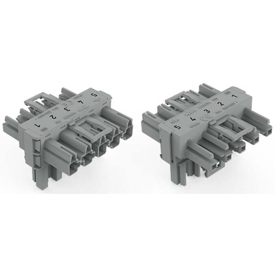 Wago 770 Series Distribution Connector, 5-Pole, Female, Male, Cable Mount, 25A, IP20