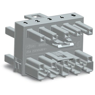 Wago 770 Series Distribution Connector, 5-Pole, Female, Male, Cable Mount, 25A, IP20