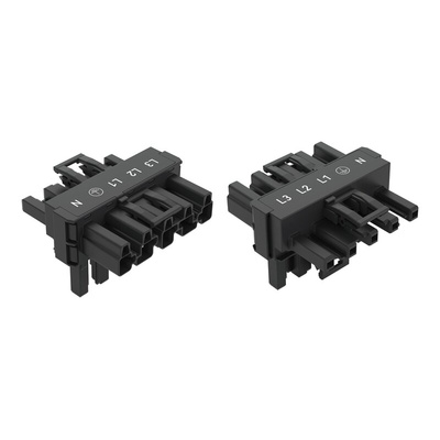 Wago 770 Series Distribution Connector, 5-Pole, Female, Male, Cable Mount, 25A, IP20