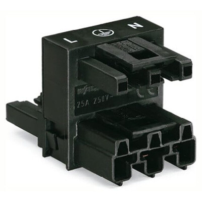 Wago 770 Series Distribution Connector, 3-Pole, Female, Male, Cable Mount, 25A, IP20