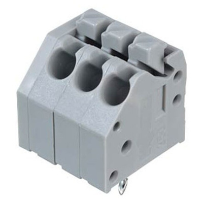 Wago 250 Series PCB Terminal Strip, 3-Pole, Female, 3-Way, PCB Mount, 10 (CSA) A, 5 (UL) A, 8 (IEC/EN 60664-1) A