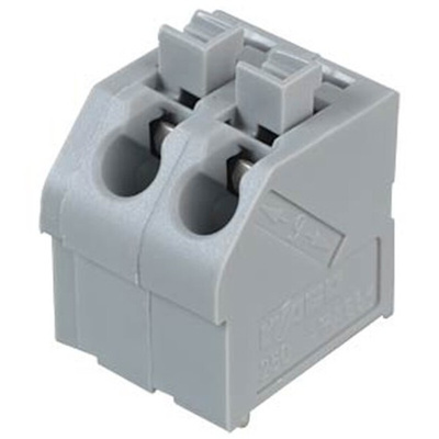 Wago 250 Series PCB Terminal Strip, 2-Pole, Female, 2-Way, PCB Mount, 10 (CSA) A, 17.5 (IEC/EN 60664-1) A, 2 (UL) A