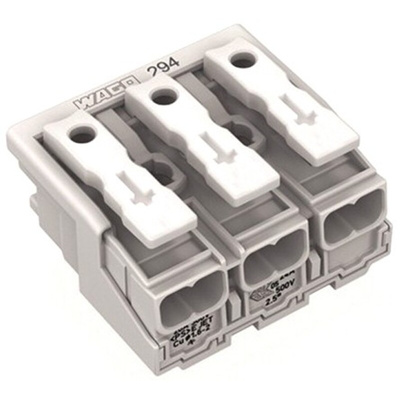 Wago 294 Series Power Supply Connector, 3-Pole, Female, 24A