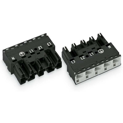 Wago 770 Series Lighting Connector, 5-Pole, Male, 5-Way, Cable Mount, 25A