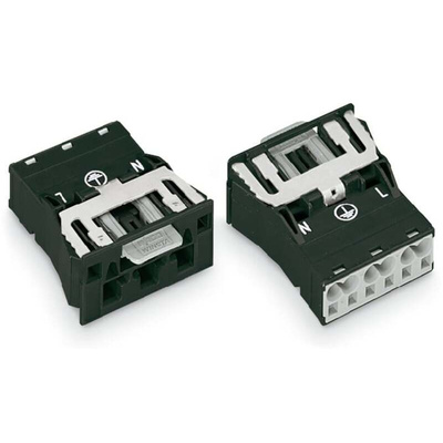 Wago 770 Series Lighting Connector, 3-Pole, Male, 3-Way, Snap-In, 25A