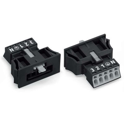Wago 890 Series Lighting Connector, 5-Pole, Male, 5-Way, Flush Mount, 13A