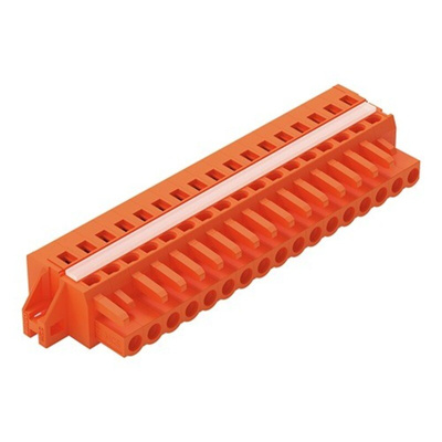 Wago 231 Series Pluggable Connector, 17-Pole, Female, 17-Way, Snap-In, 16A