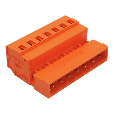Wago 231 Series Pluggable Connector, 7-Pole, Male, 7-Way, Panel Mount, Snap In Mount, 15A