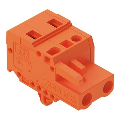 Wago 231 Series Pluggable Connector, 2-Pole, Female, 2-Way, Panel Mount, Snap In Mount, 16A