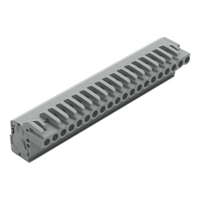 Wago 232 Series Pluggable Connector, 20-Pole, Female, 20-Way, Snap-In, 14A