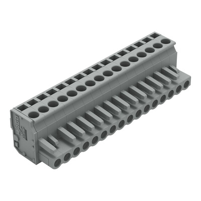 Wago 232 Series Pluggable Connector, 16-Pole, Female, 16-Way, Plug-In, 15A