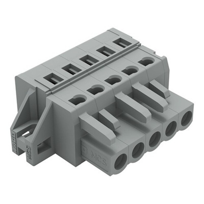 Wago 231 Series Pluggable Connector, 5-Pole, Female, 5-Way, Snap-In, 16A
