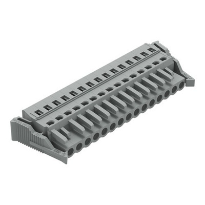 Wago 231 Series Pluggable Connector, 15-Pole, Female, 15-Way, Snap-In, 16A