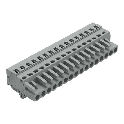 Wago 231 Series Pluggable Connector, 16-Pole, Female, 16-Way, Snap-In, 16A