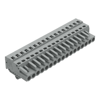 Wago 231 Series Connector, 17-Pole, Female, 17-Way, Snap-In, 16A
