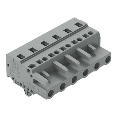 Wago 231 Series Connector, 6-Pole, Female, 6-Way, Snap-In, 15A