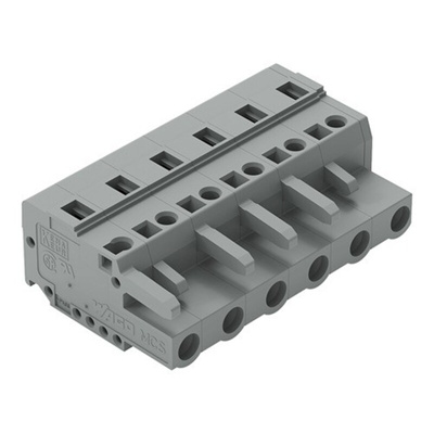 Wago 231 Series Pluggable Connector, 6-Pole, Female, 6-Way, Snap-In, 16A